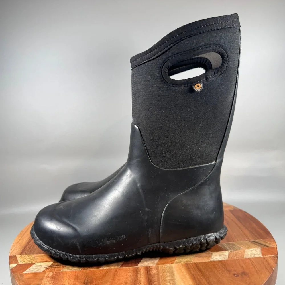 Bogs Kids K York Solid Black Waterproof Insulated Snow Rain Boots Youth 4 72601